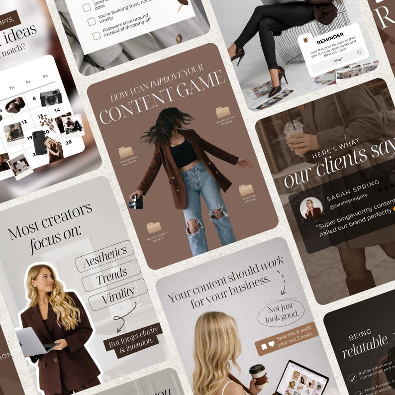 Brown Aesthetic Instagram Canva Templates for Coaches & Content Creators