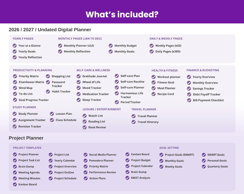 OneNote Digital Planner Bundle 2026–2027 + Undated Planner & Project Manager