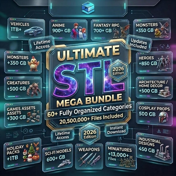 3D STL Pack – +20,500,000+ Files| Mega Bundle 300TB| 3D Printing Files | Instant Download