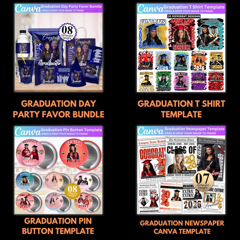 Graduation 2026 Canva Template Bundle – All-in-One Grad Kit