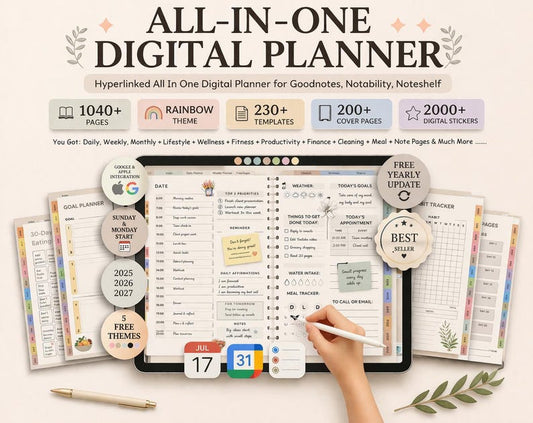 All-in-One Digital Planner 2026-2028 for iPad & Tablets