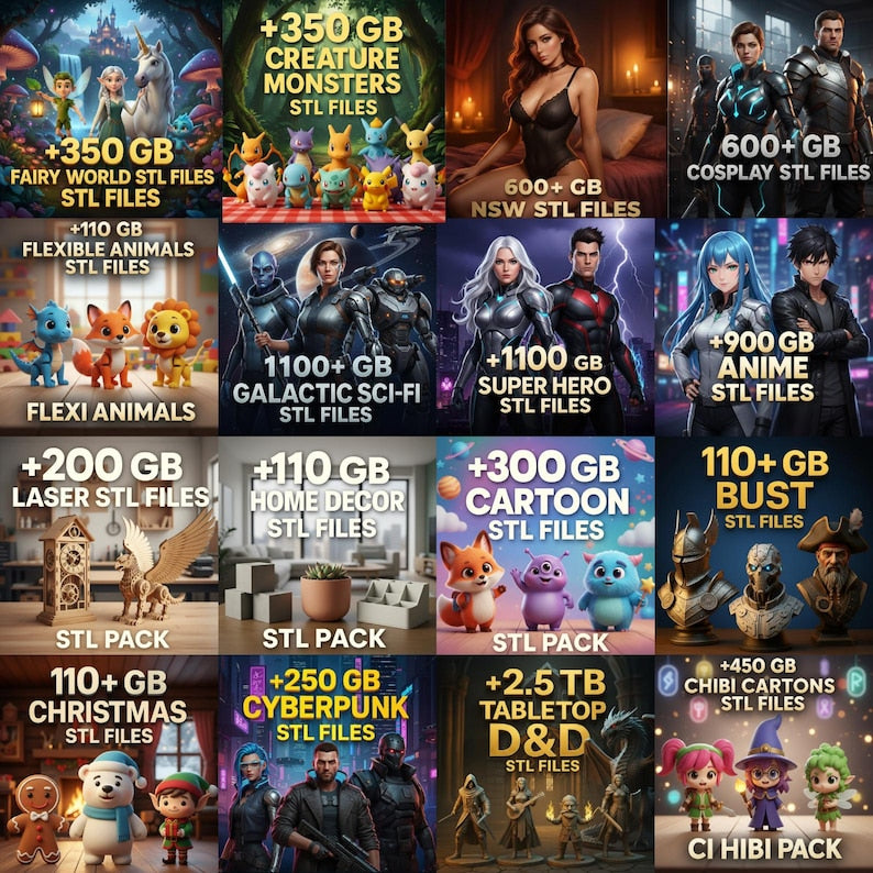 3D STL Pack – +20,500,000+ Files| Mega Bundle 300TB| 3D Printing Files | Instant Download