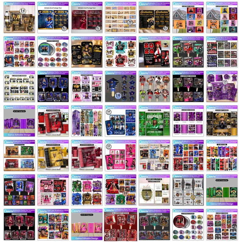 Graduation 2026 Canva Template Bundle – All-in-One Grad Kit