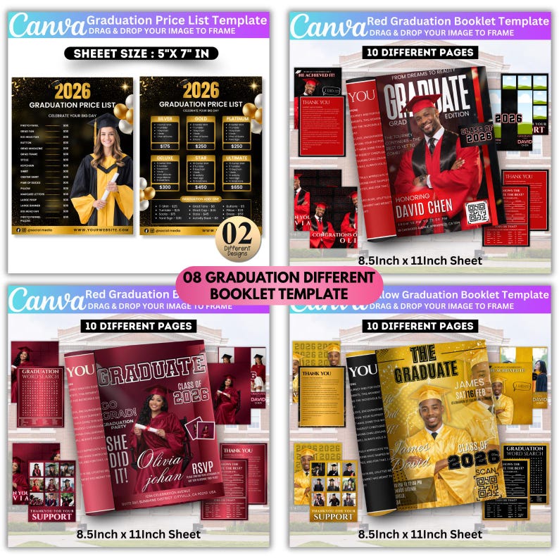 Graduation 2026 Canva Template Bundle – All-in-One Grad Kit