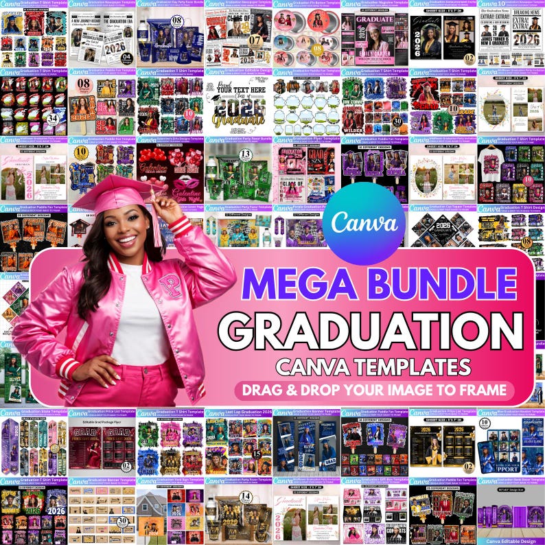 Graduation 2026 Canva Template Bundle – All-in-One Grad Kit
