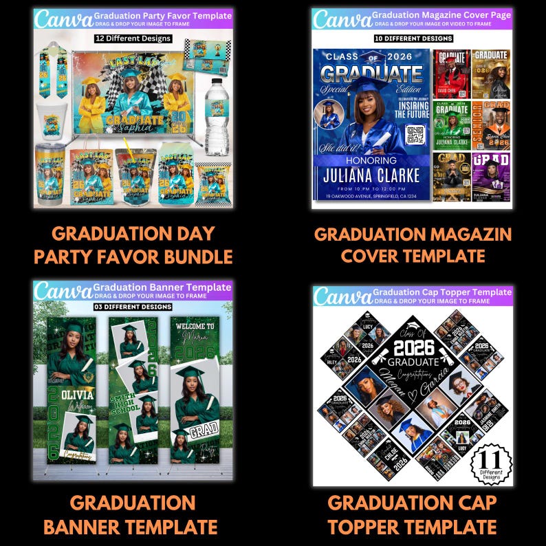 Graduation 2026 Canva Template Bundle – All-in-One Grad Kit