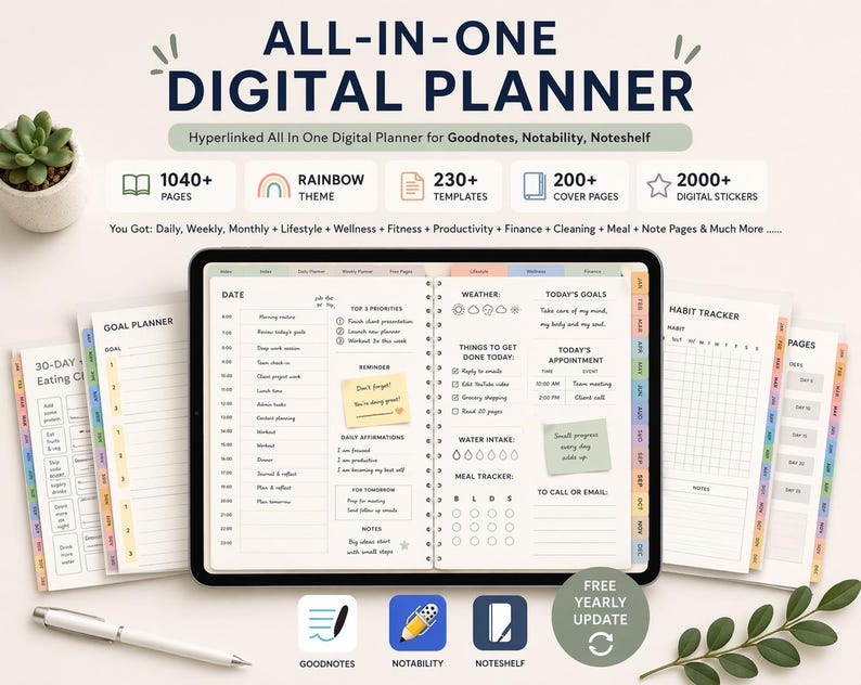 All-in-One Digital Life Planner 2026-2028 for iPad