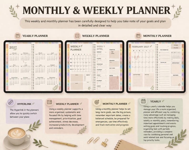 All-in-One Digital Planner 2026-2028 for iPad & Tablets