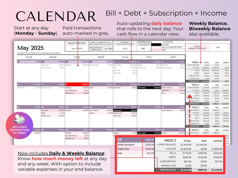 Biweekly Paycheck Budget Spreadsheet