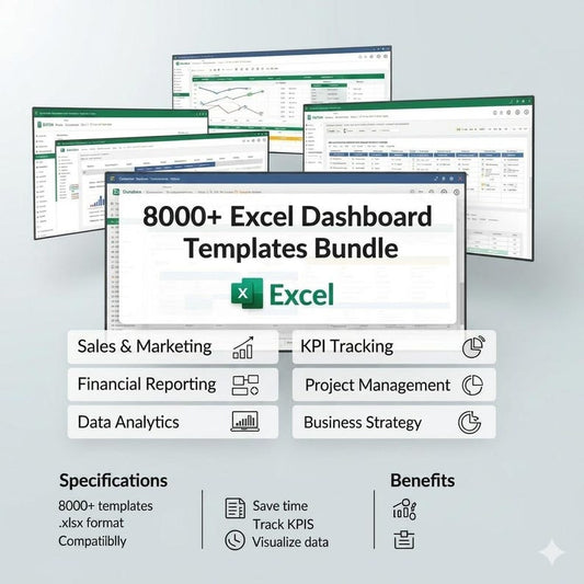 8000 Excel Dashboard Templates Bundle – Instant Download