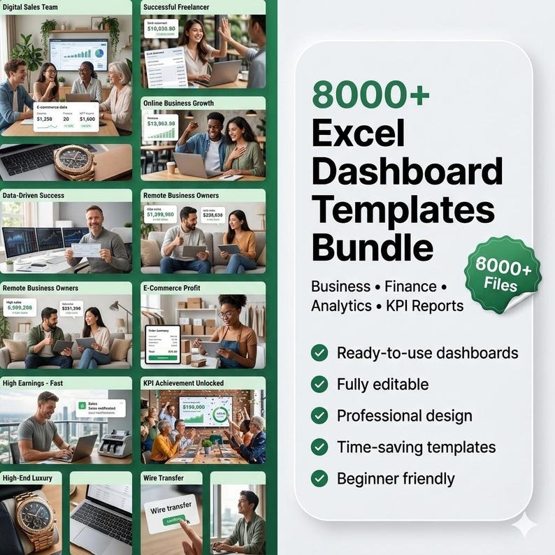 8000 Excel Dashboard Templates Bundle – Instant Download