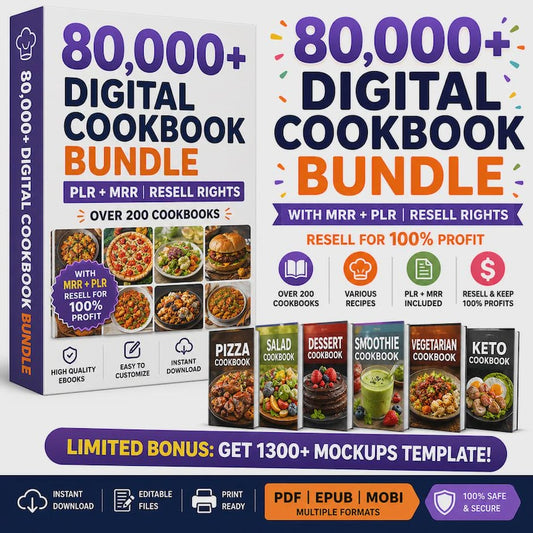 80,000 PLR MRR Digital Cookbook Bundle