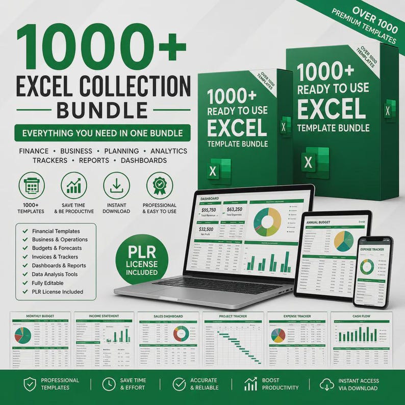 1,000 Excel Templates Bundle