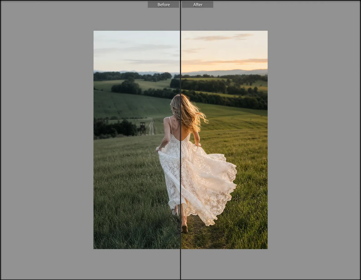 Outdoor Natural Lightroom presets before and after example