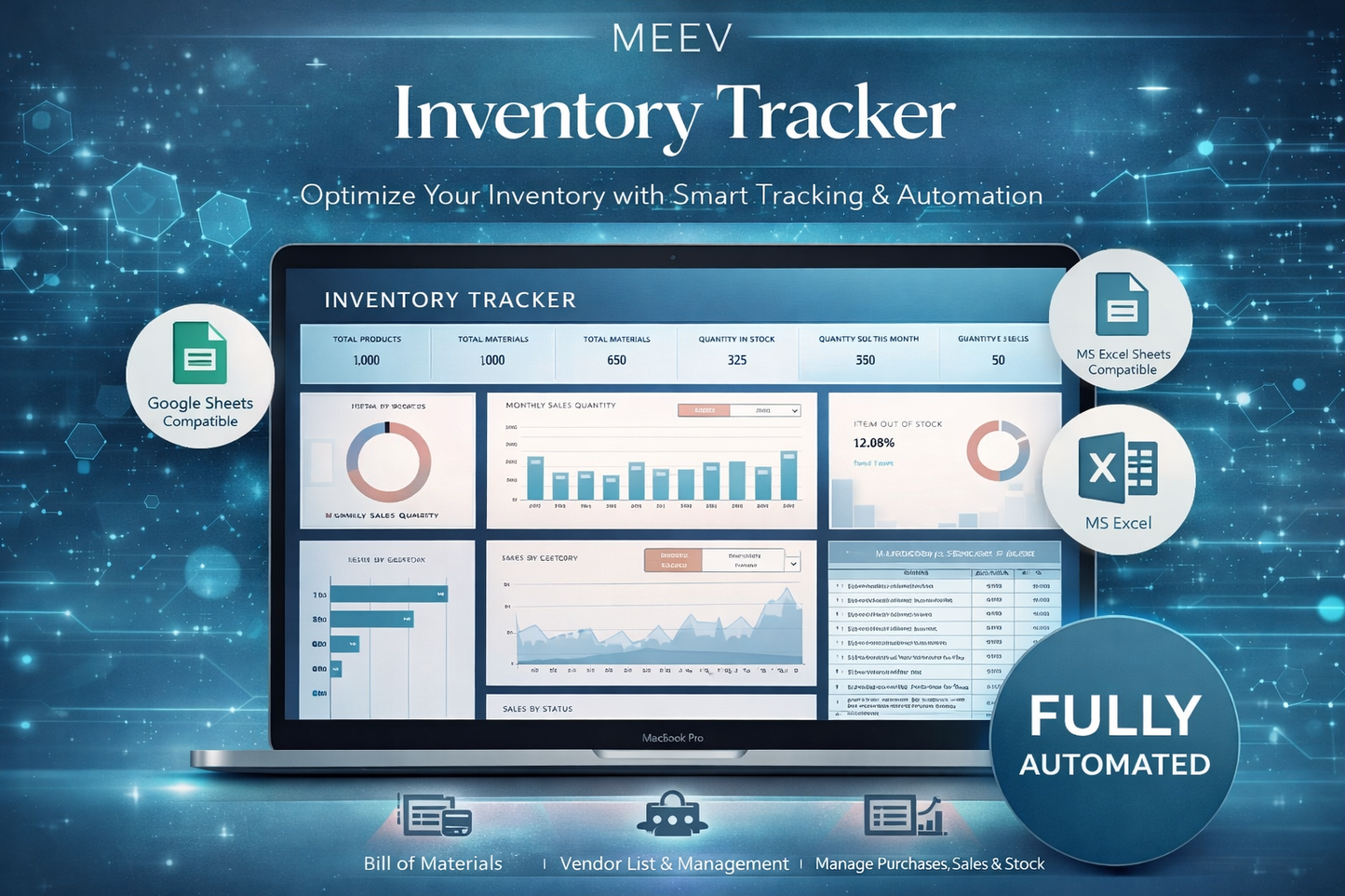 Inventory Tracker Spreadsheet for Small Business – Google Sheets & Excel Inventory Management Template with Dashboard, Order & Purchase Tracker