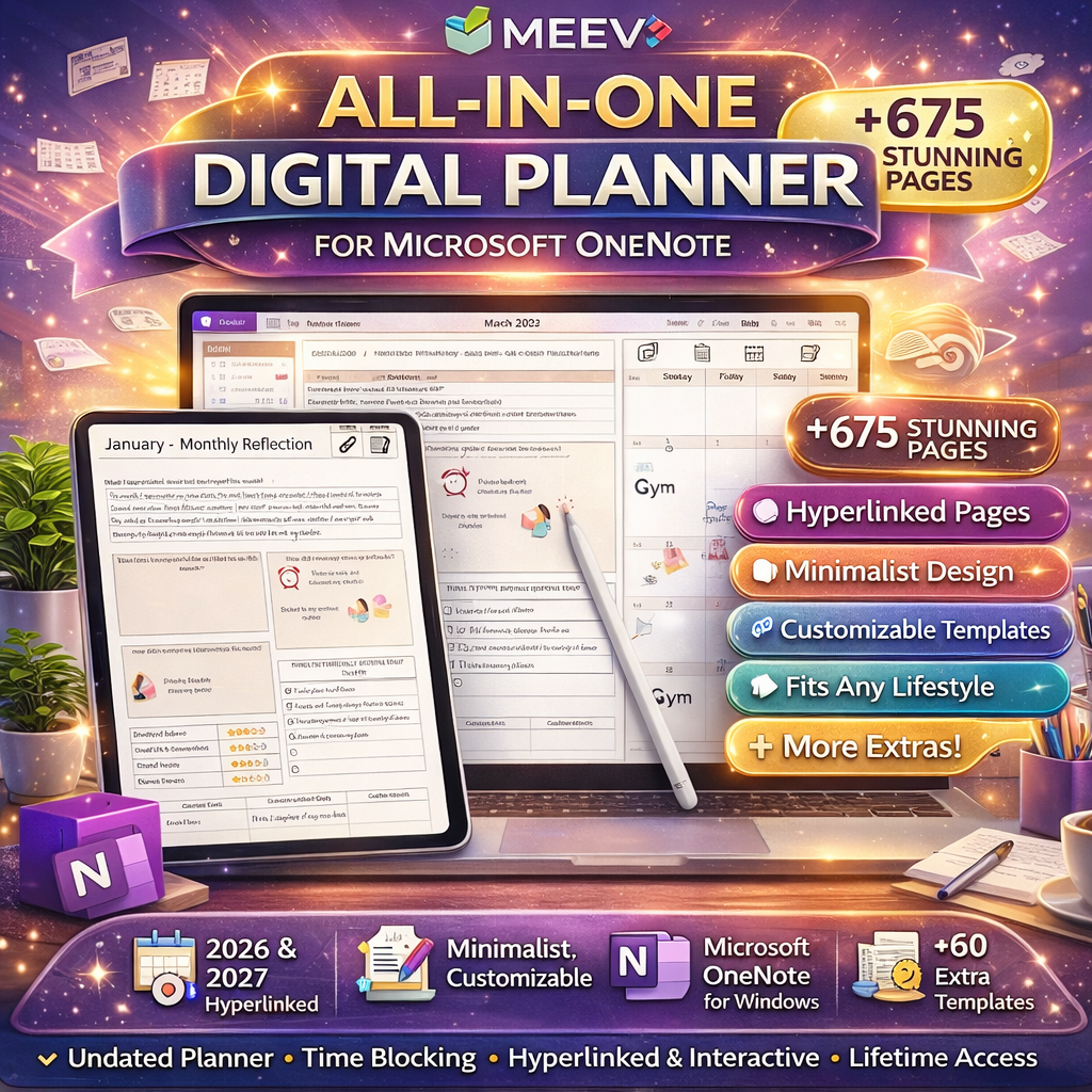 Yearly goal setting template in OneNote digital planner