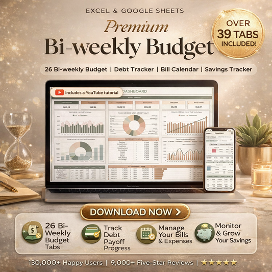 Premium Bi-Weekly Budget Spreadsheet for Google Sheets & Excel – Ultimate Paycheck Budget Planner, Expense Tracker & Financial Dashboard