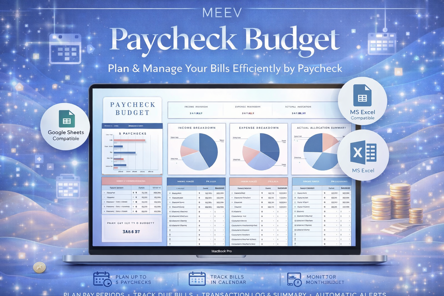 Ultimate Paycheck Budget Template for Excel & Google Sheets – Bill Tracker, Budget Planner & Personal Finance Spreadsheet