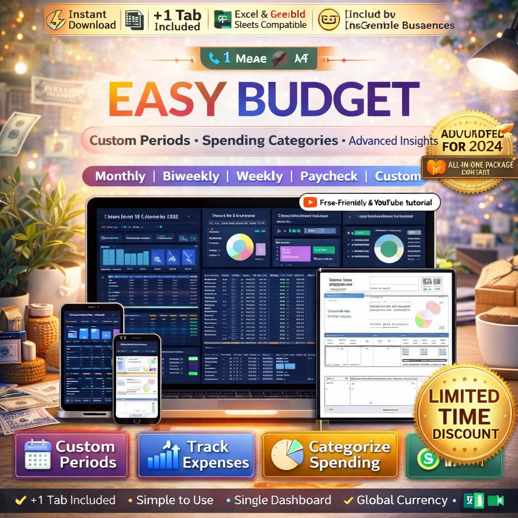 Excel budget planner template with customizable categories