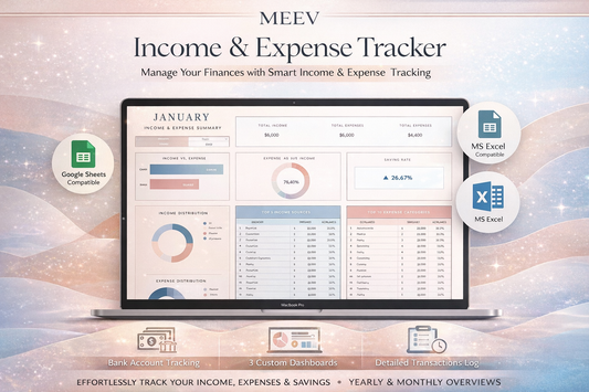 Income & Expense Tracker Spreadsheet – Personal Finance Tracker Google Sheets & Excel Template | Annual & Monthly Financial Planner Dashboard