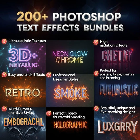 200+ Photoshop text effects bundle preview