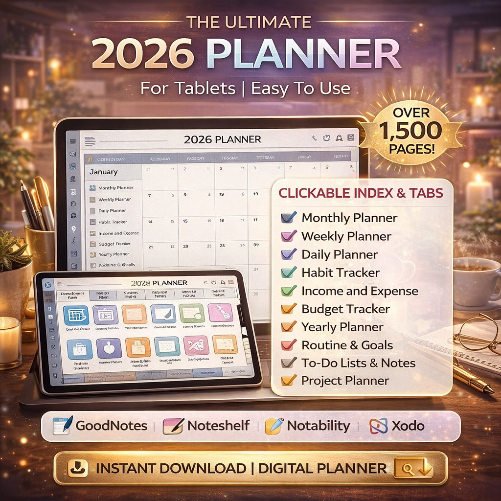Ultimate 2026 reMarkable 2 Digital Planner – Hyperlinked Daily, Weekly & Budget Organizer PDF for Productivity & Goal Setting