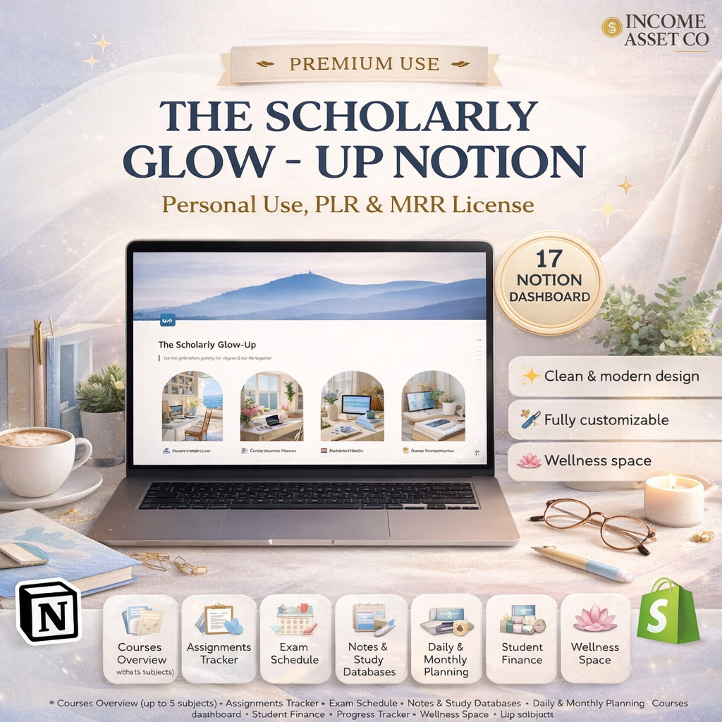 Aesthetic Notion planner dashboard for students