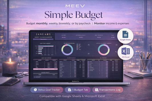 Simple Budget Planner Spreadsheet for Excel & Google Sheets – Monthly & Biweekly Paycheck Budget Template with Personal Finance Dashboard
