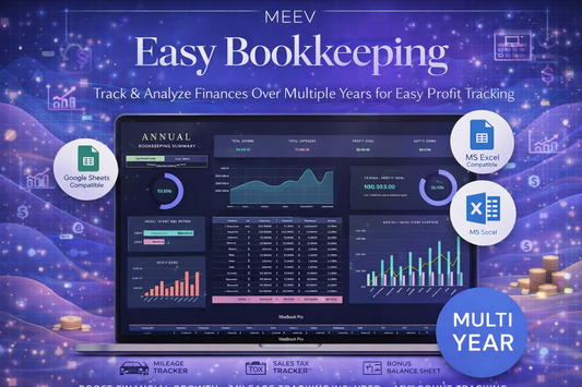Small Business Bookkeeping Spreadsheet Template for Google Sheets & Excel – Income and Expense Tracker with Profit & Loss Dashboard, Sales Tax & 5-Year Financial Overview