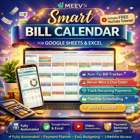 Excel bill planner template with automatic calculations