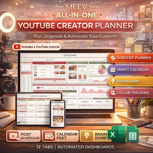 YouTube Creator Planner Spreadsheet – All-in-One YouTube Content Calendar & Video Planning Template for Google Sheets & Excel